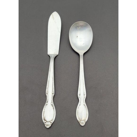 Rogers International Silverplate Set Butter Knife & Sugar Spoon REFLECTION 1847 - Picture 1 of 4